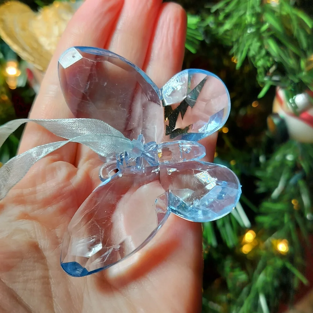 Two Dangling Butterfly Christmas Ornaments